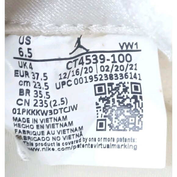 Nike Jordan Air Mae Shoes Women's size 6.5 Sneakers Sail~White CT4539-100 - Picture 5 of 9